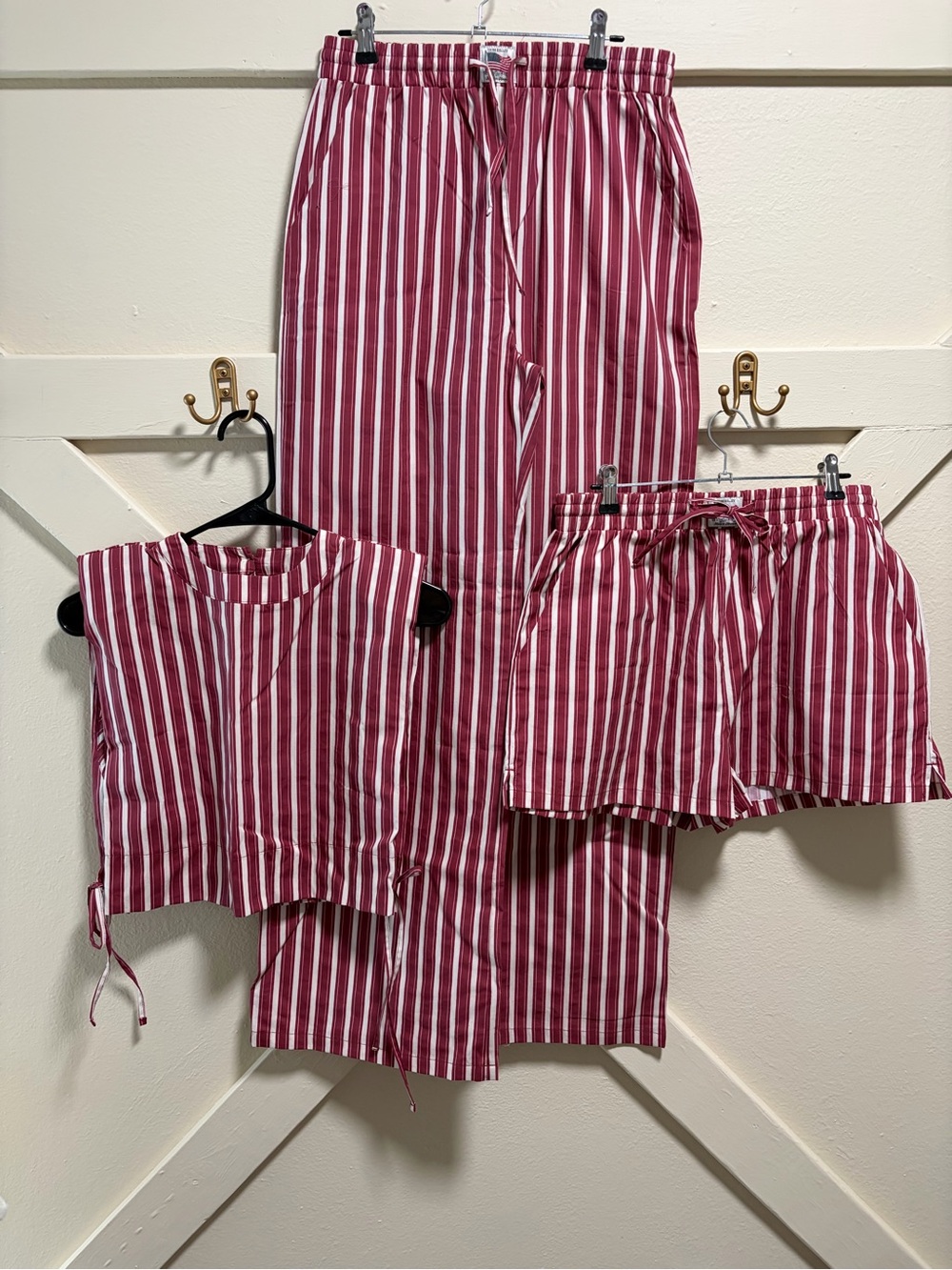 3 piece Made in America Tribe Kelley Striped Red, White, and Pink Set